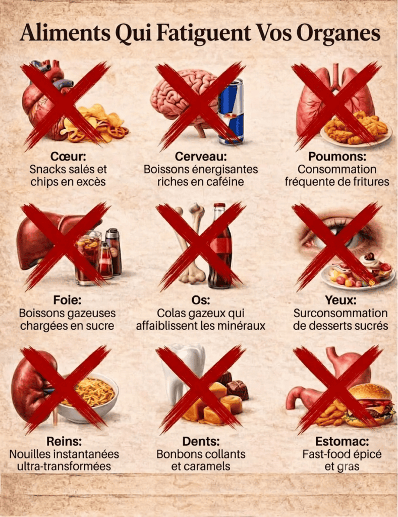 Aliments qui fatiguent vos organes