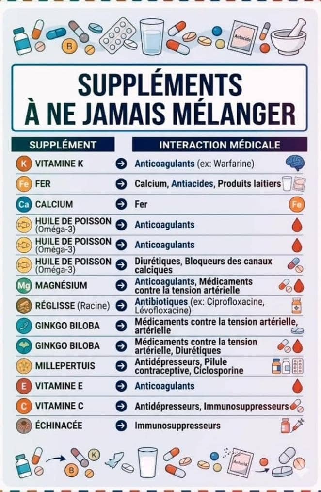 Compléments alimentaires a jamais mélanger